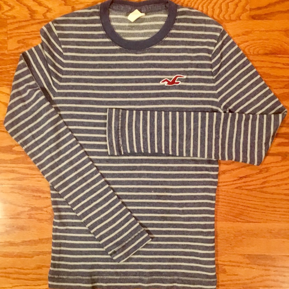 Hollister Blue striped long sleeve tee shirt  size small